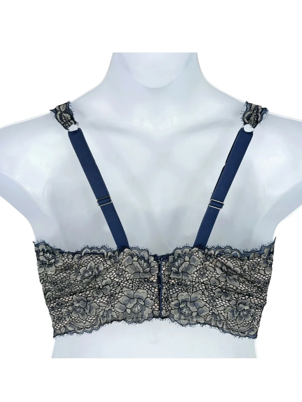 Cosabella Pret-a-Porter Curvy Longline Bralette sz XL * Blue & Cream Wireless